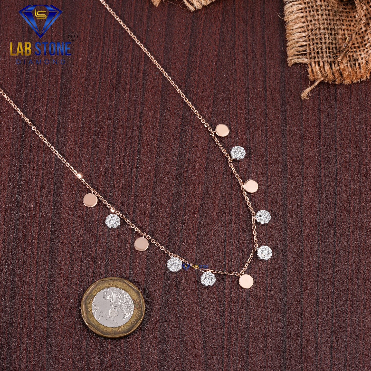 1.482 TDW Round Cut Diamond Charm Necklace