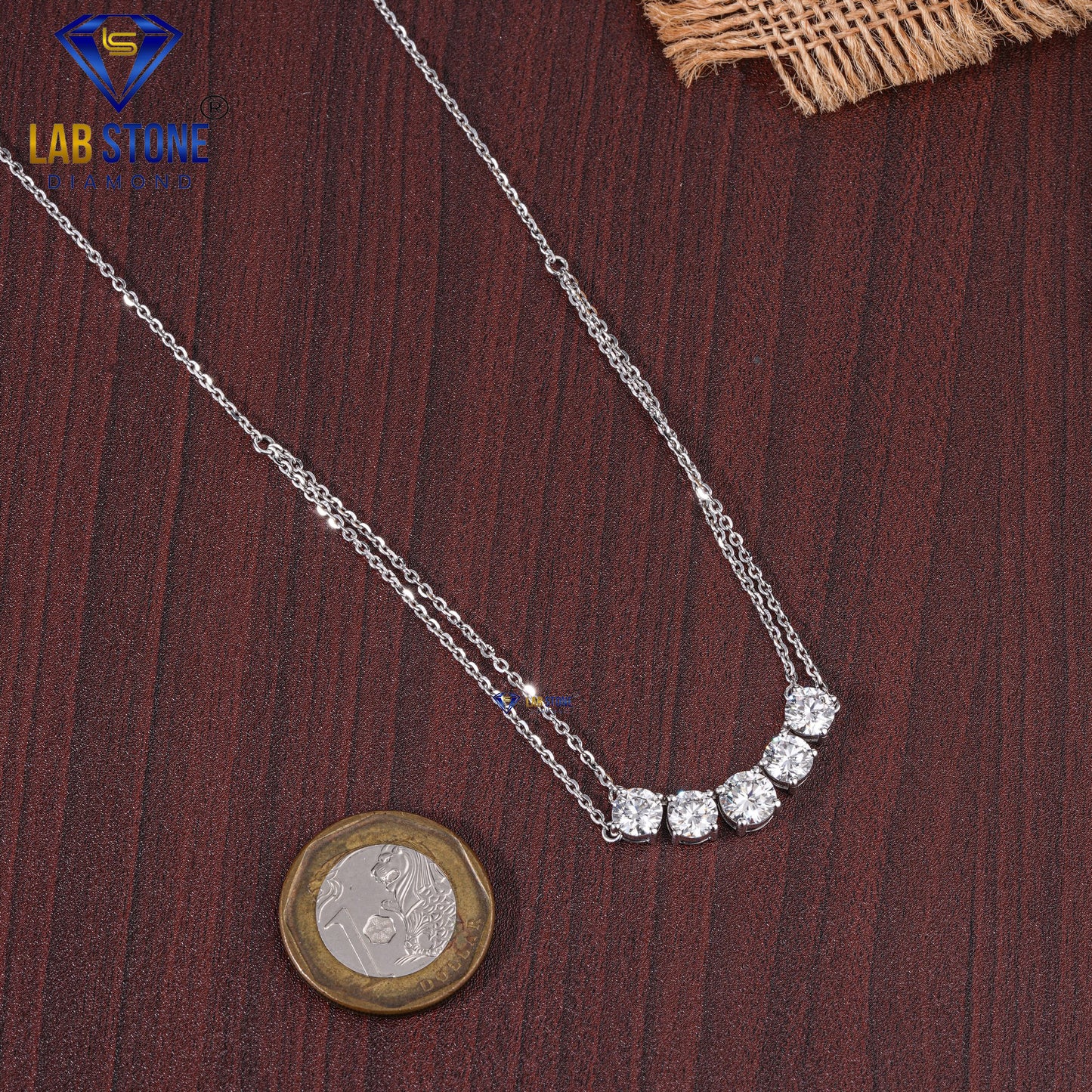 3.80 TDW Round Cut Diamond Charm Necklace