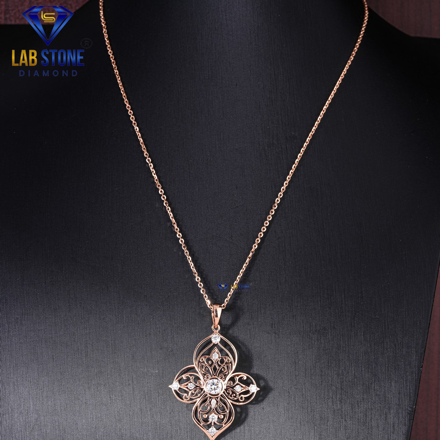 0.702 TDW Round Cut Diamond Custom Pendant with Chain