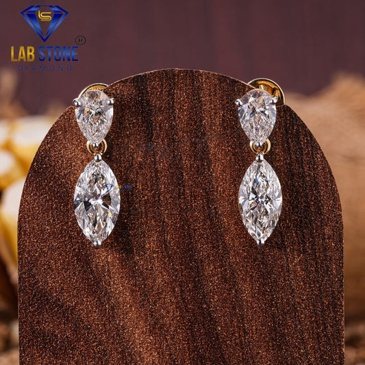 6.24 TDW Marquise & Pear Cut Diamond Drop & Dangle Earring