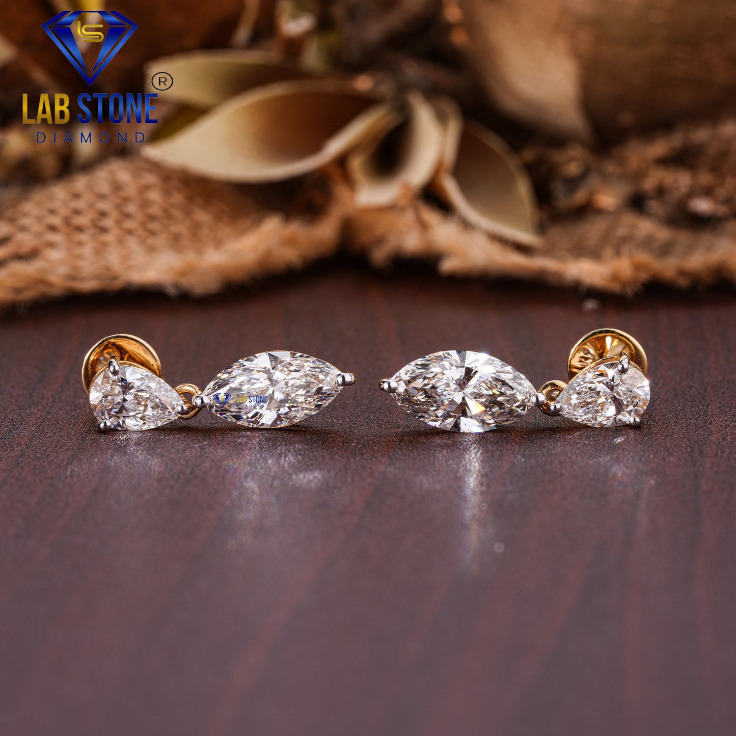 6.24 TDW Marquise & Pear Cut Diamond Drop & Dangle Earring