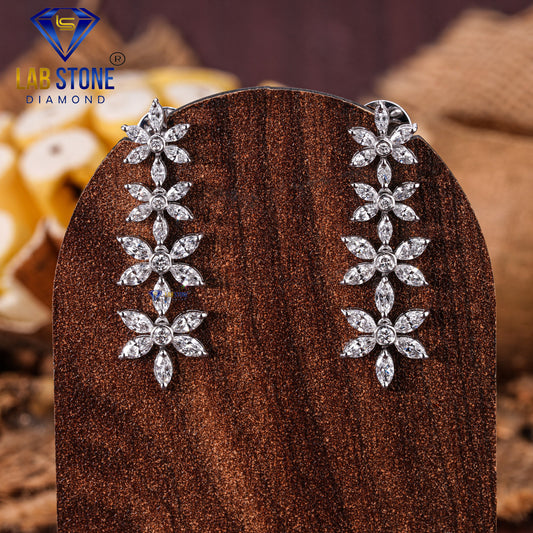 1.63 TDW Marquise & Round Cut Diamond Drop & Dangle Earring