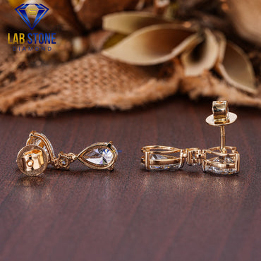 5.23 TDW Heart, Pear & Round Cut Diamond Drop & Dangle Earring