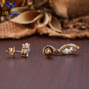 6.24 TDW Marquise & Pear Cut Diamond Drop & Dangle Earring