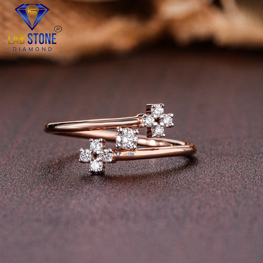 0.14 TDW Round Cut Diamond Women's Engagement Ring with Twisted Band