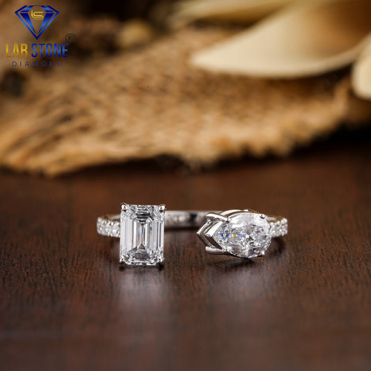 1.42 TDW Pear, Emerald & Round Cut Women’s Engagement Diamond Ring