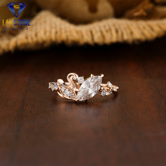 0.996 TDW Marquise & Round Cut Women’s Engagement Diamond Ring