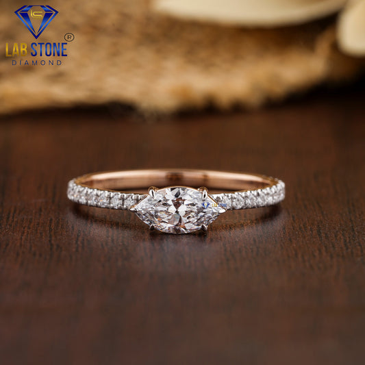 0.72 TDW Marquise & Round Cut Women’s Engagement Diamond Ring