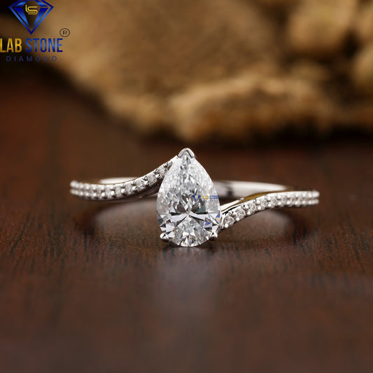 1.375 TDW Pear & Round Cut Diamond Women's Engagement Ring