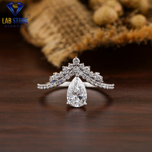 1.183 TDW Pear & Round Cut Women’s Engagement Diamond Ring