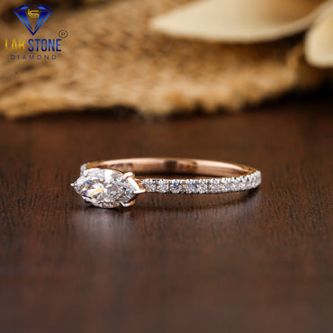 0.72 TDW Marquise & Round Cut Women’s Engagement Diamond Ring