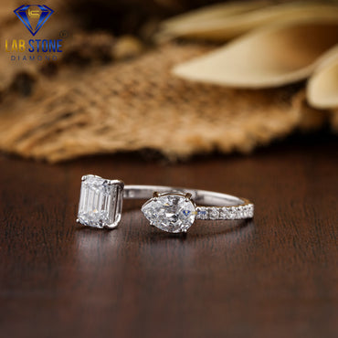 1.42 TDW Pear, Emerald & Round Cut Women’s Engagement Diamond Ring