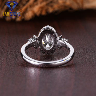 1.44 TDW Oval & Round Cut Women’s Engagement Diamond Ring