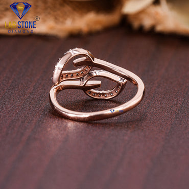 0.24 TDW Round Cut Diamond Women’s Leaf Shaped Engagement Diamond Ring