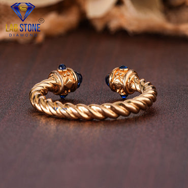 0.12 TDW F. Blue Princess Cut Gemstone & Stone Mop Women’s Twisted Band Engagement Ring