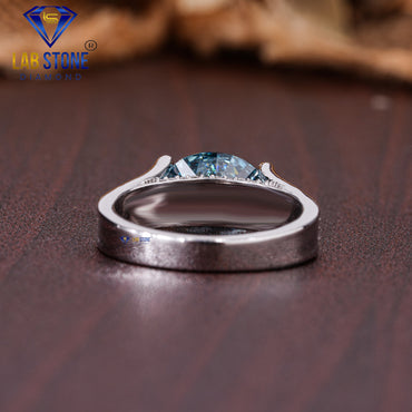 1.72 TDW F. Blue Oval & Round Cut Women’s Engagement Diamond Ring