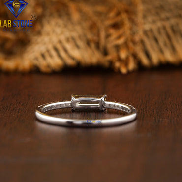 0.74 TDW Fancy Yellow Baguette & Round Cut Diamond Women’s Engagement Ring