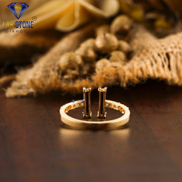 0.57 TDW Fancy Black Baguette Gemstone & Round Cut Diamond Women’s Engagement Ring