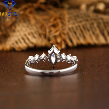 0.77 TDW Marquise & Carré Cut Diamond Women’s Engagement Ring