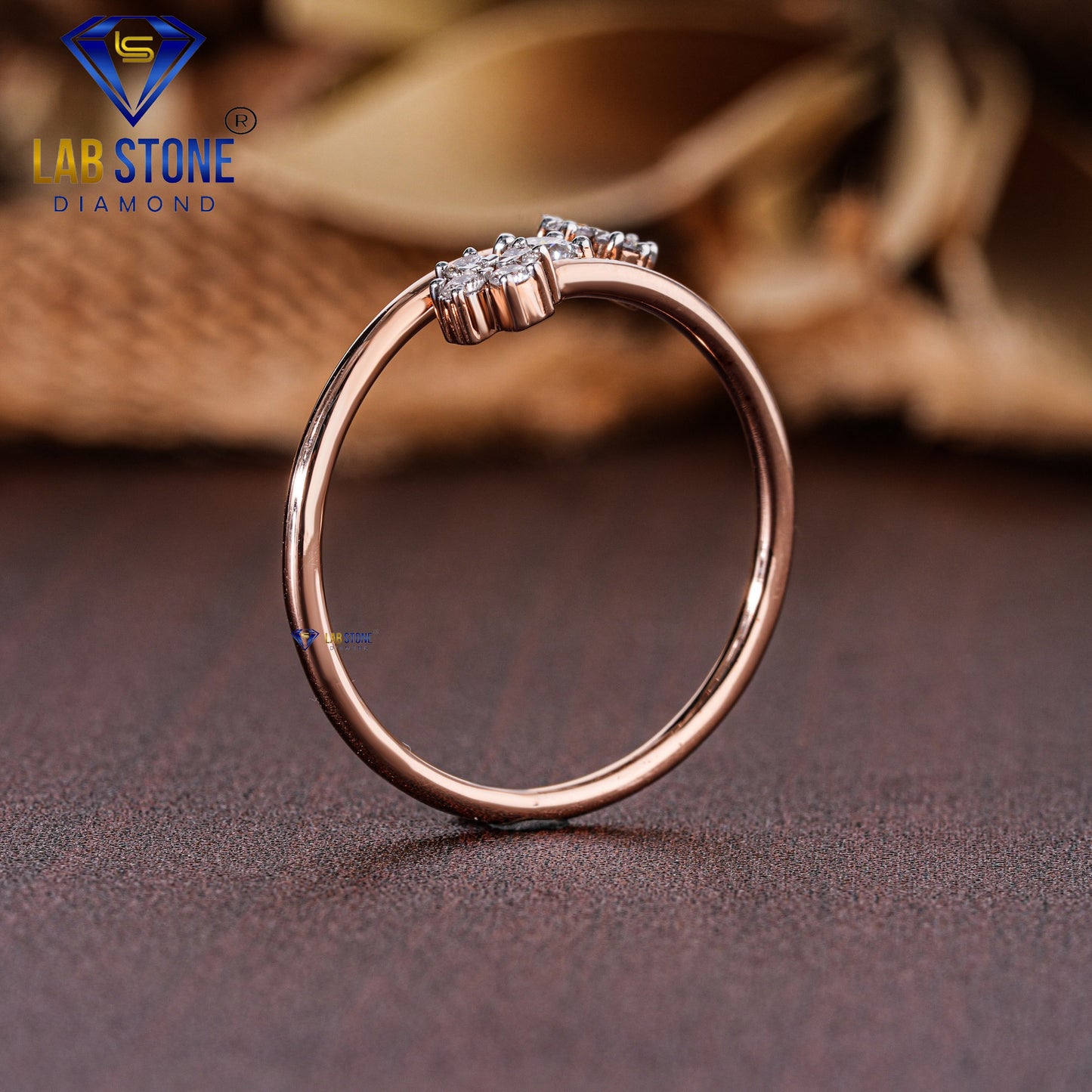 0.14 TDW Round Cut Diamond Women's Engagement Ring with Twisted Band