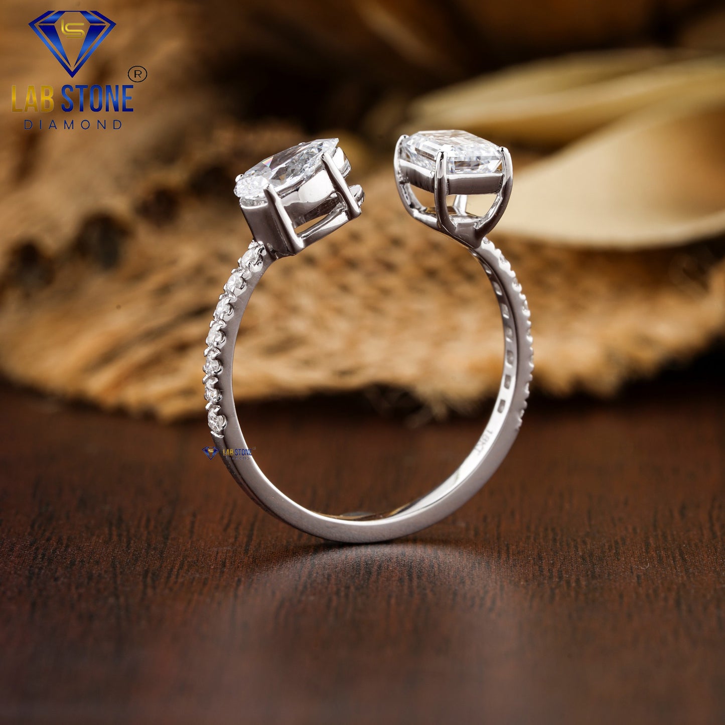 1.42 TDW Pear, Emerald & Round Cut Women’s Engagement Diamond Ring