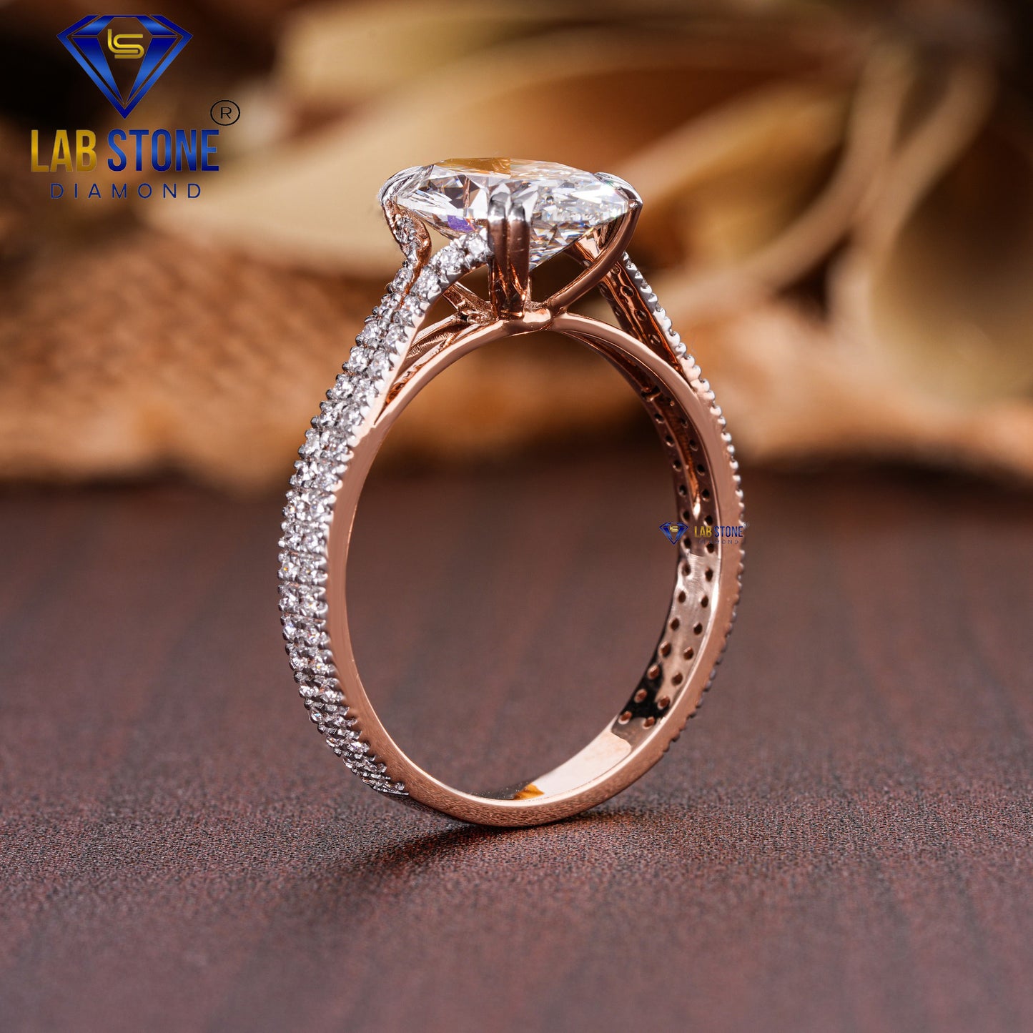 2.47 TDW Oval and Round Cut Diamond Engagement Ring