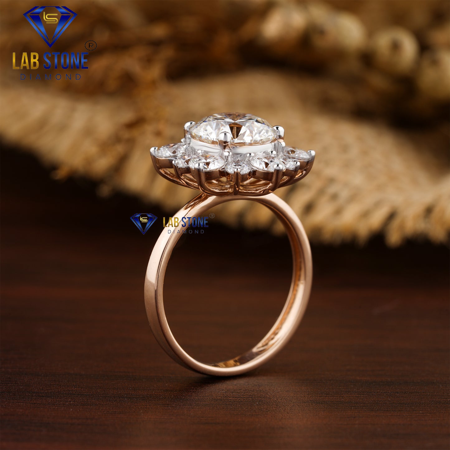 4.19 TDW Round Diamond Halo Ring for Women