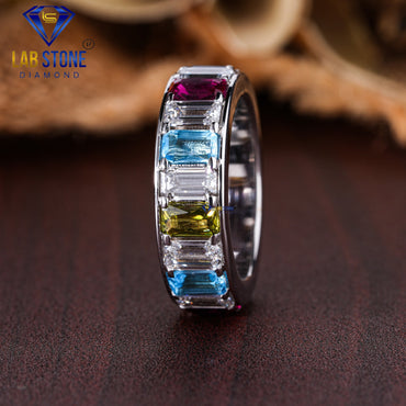 6.00 TDW Color Emerald Gemstone & Emerald Diamond Women’s Eternity Band