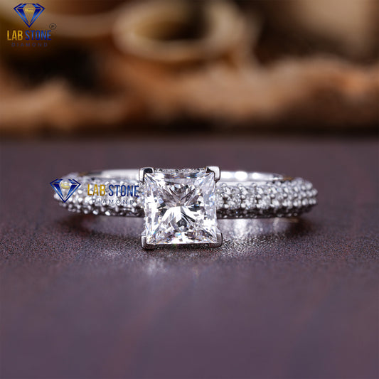 1.96 TDW Princess & Round Cut Diamond Women’s Hidden Halo Ring