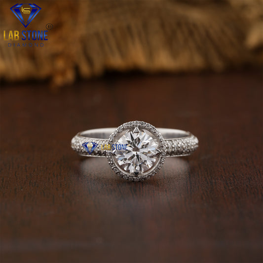 1.42 TDW Round Cut Diamond Women’s Halo Ring