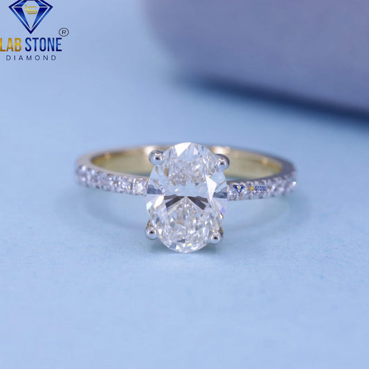 1.27 TDW Oval and Round Cut Diamond Engagement Ring