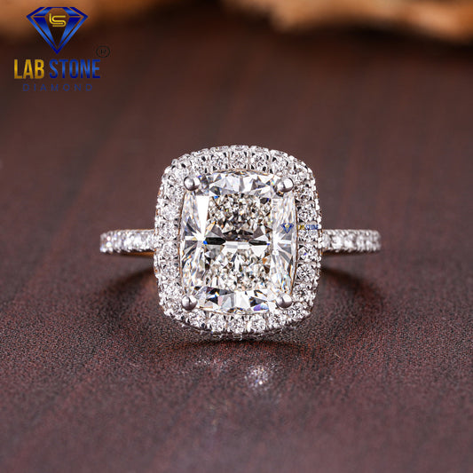 4.63 TDW Cushion & Round Cut Women’s Halo Diamond Ring