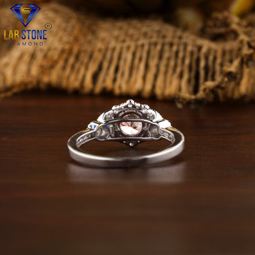 1.26 TDW Fancy Pink Round Cut Women’s Halo Diamond Ring