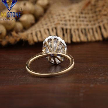 1.84 TDW Oval and Round Diamond Halo Ring for Women