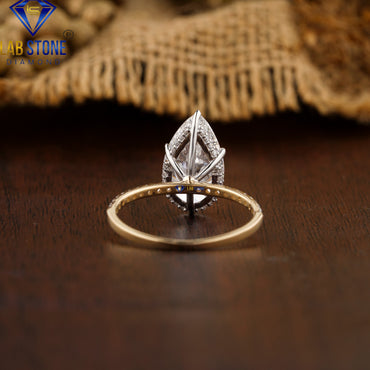 3.66 TDW Pear & Round Cut Women’s Hidden Halo Diamond Ring