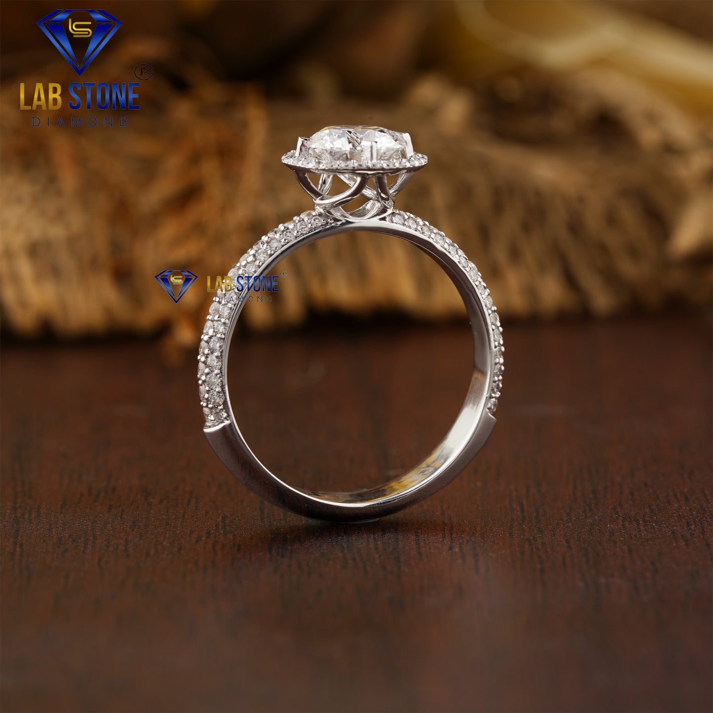 1.42 TDW Round Cut Diamond Women’s Halo Ring