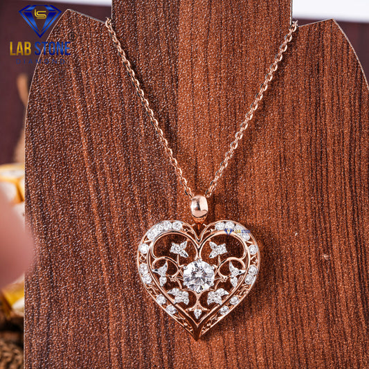 1.65 TDW Round Cut Diamond Heart Pendant