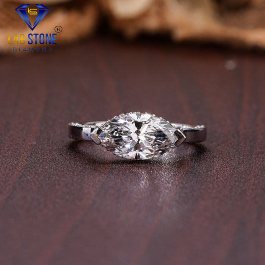 1.56 TDW Marquise & Round Cut Diamond Women’s Engagement Ring