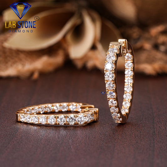 1.92 TDW Round Cut Diamond Hoop Earring