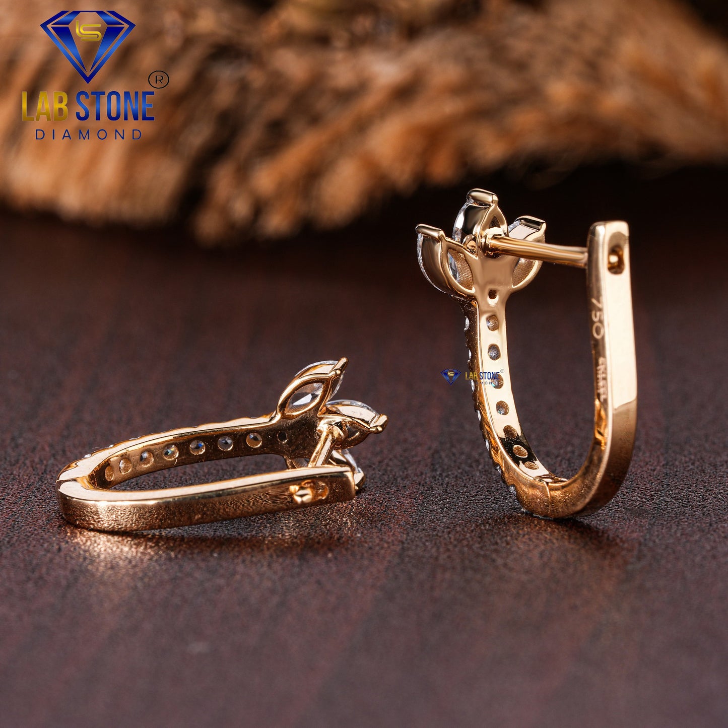 0.50 TDW Marquise & Round Cut Diamond Hoop Earring