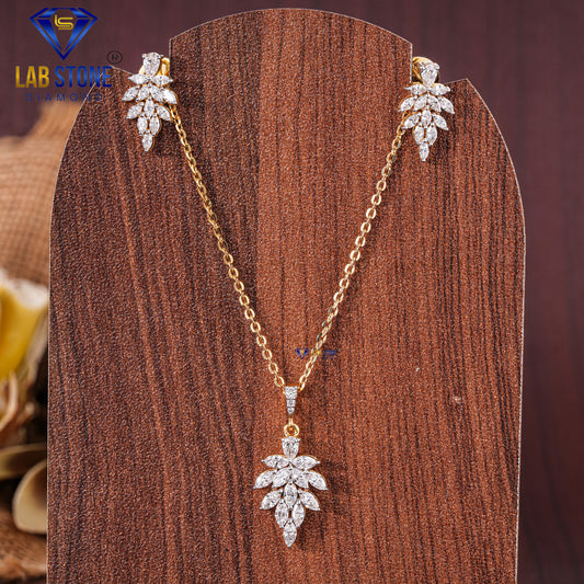 4.08 TDW Pear, Marquise & Round Cut Diamond Pendant & Earring