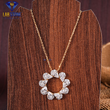 3.76 TDW Pear & Round Cut Diamond Pendant & Earring