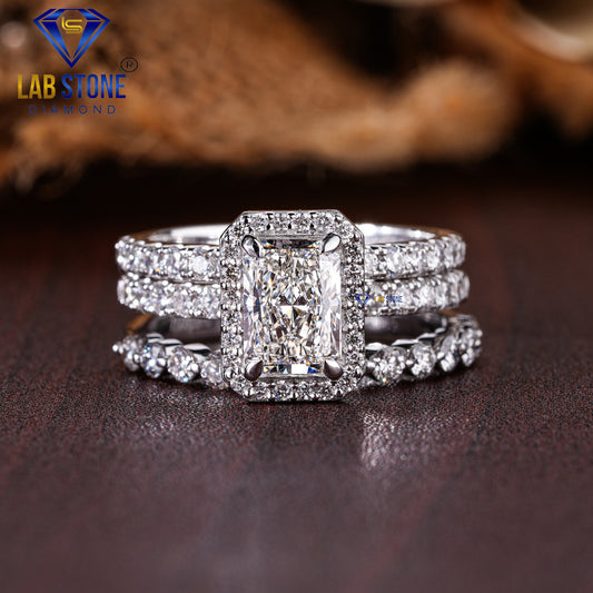 2.30 TDW Radiant & Round Cut Diamond Women’s Halo Ring with Bands