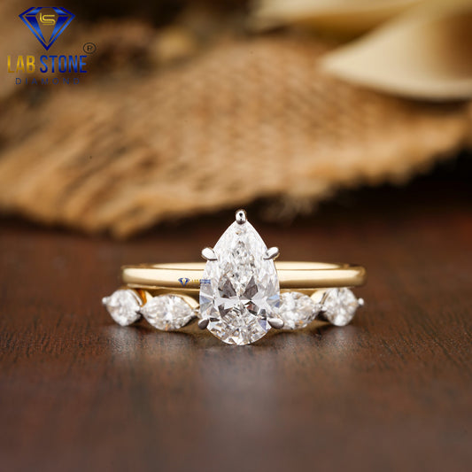 1.87 TDW Pear & Marquise Cut Women’s Diamond Ring with Band