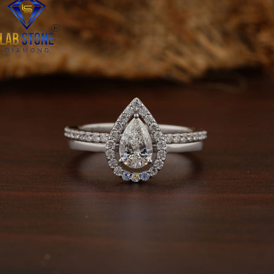 1.09 TDW Pear & Round Cut Women’s Diamond Ring with Band