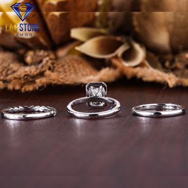 2.30 TDW Radiant & Round Cut Diamond Women’s Halo Ring with Bands