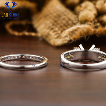 0.68 TDW Round Cut Women’s Engagement Diamond Ring with Band