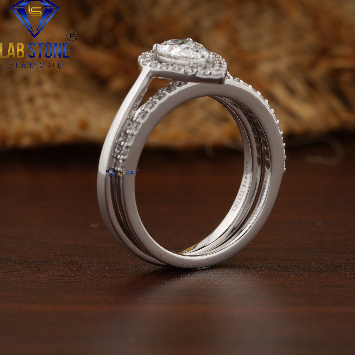 1.09 TDW Pear & Round Cut Women’s Diamond Ring with Band