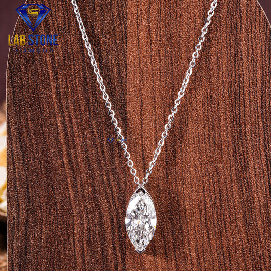 4.00 TDW Marquise Cut Women’s Solitaire Diamond Pendant