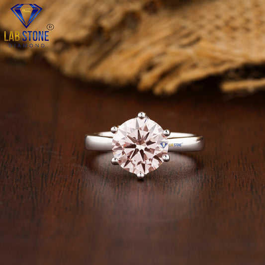 1.90 TDW Fancy Pink Round Diamond Women’s Solitaire Diamond Ring